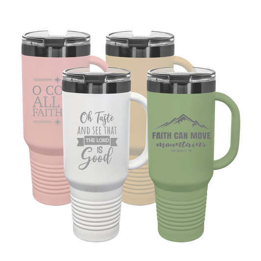 Polar Camel 40 oz Travel Mug with Handle & Straw